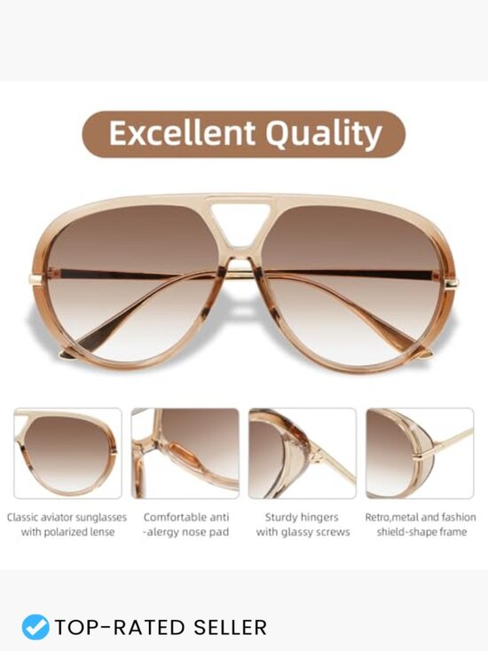 Retro Polarized Aviator Sunglasses Oversized Classic 70s  display picture 1